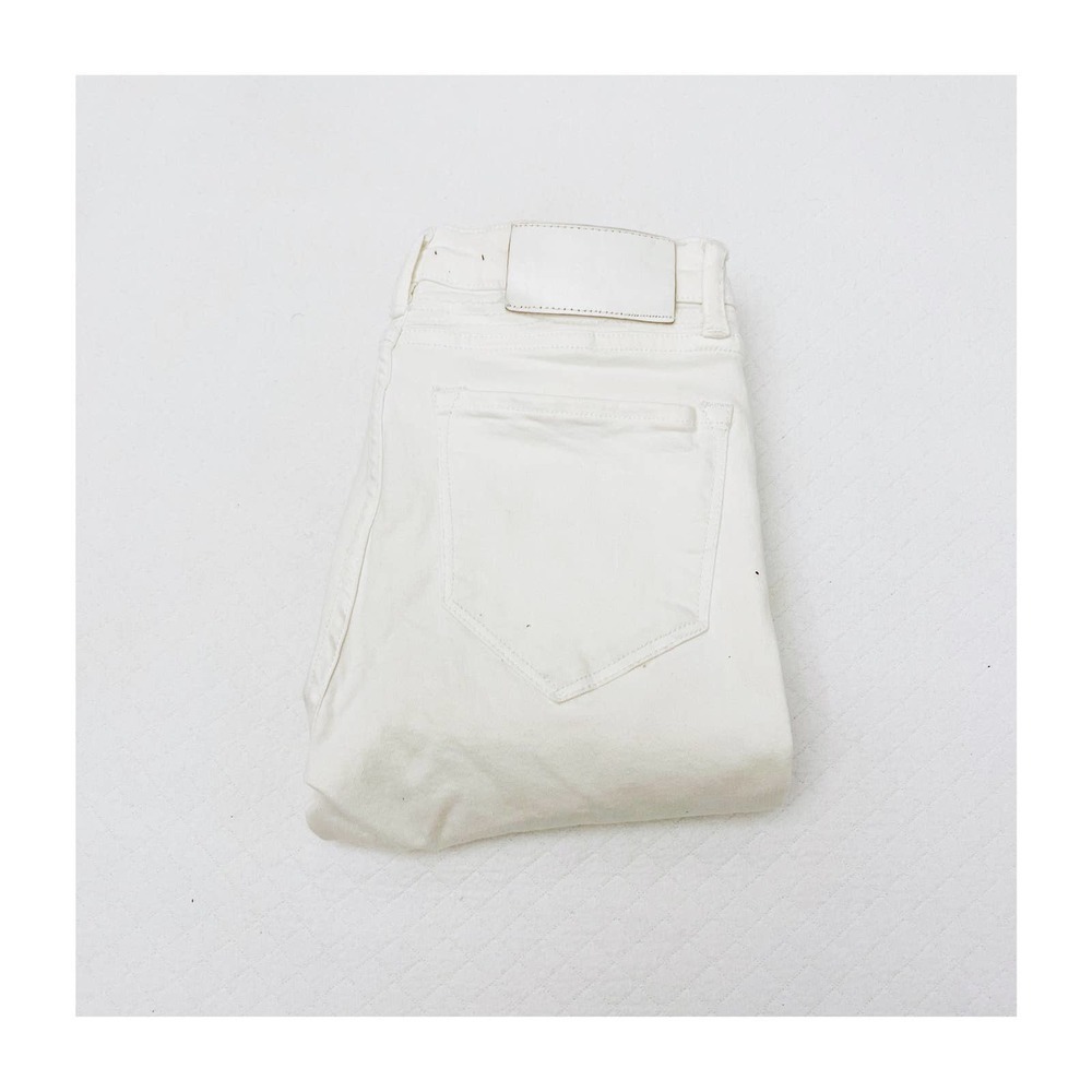 All Saints Biker Fit White Denim Jeans Ridged Accent Details SZ27